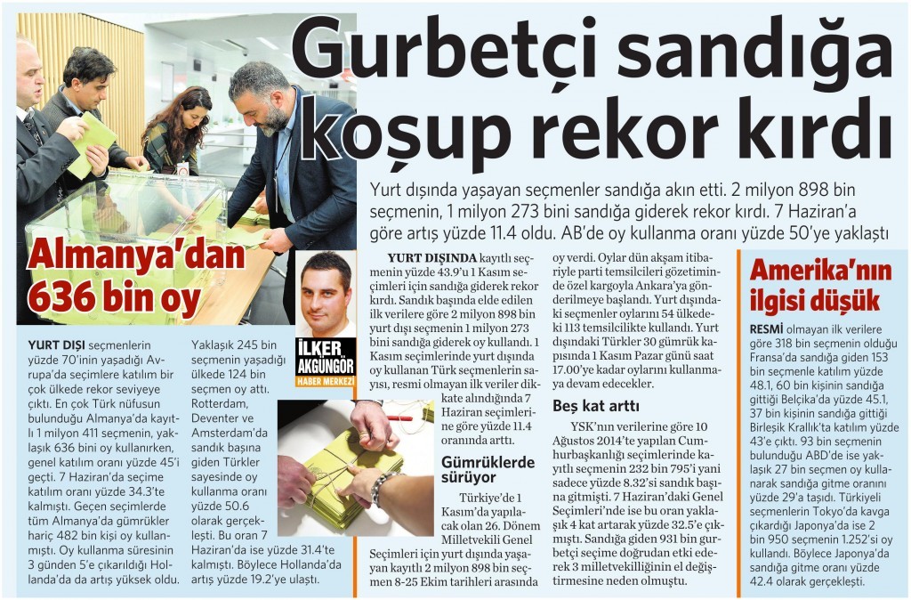 27 Ekim 2015 Vatan Gazetesi 15. sayfa