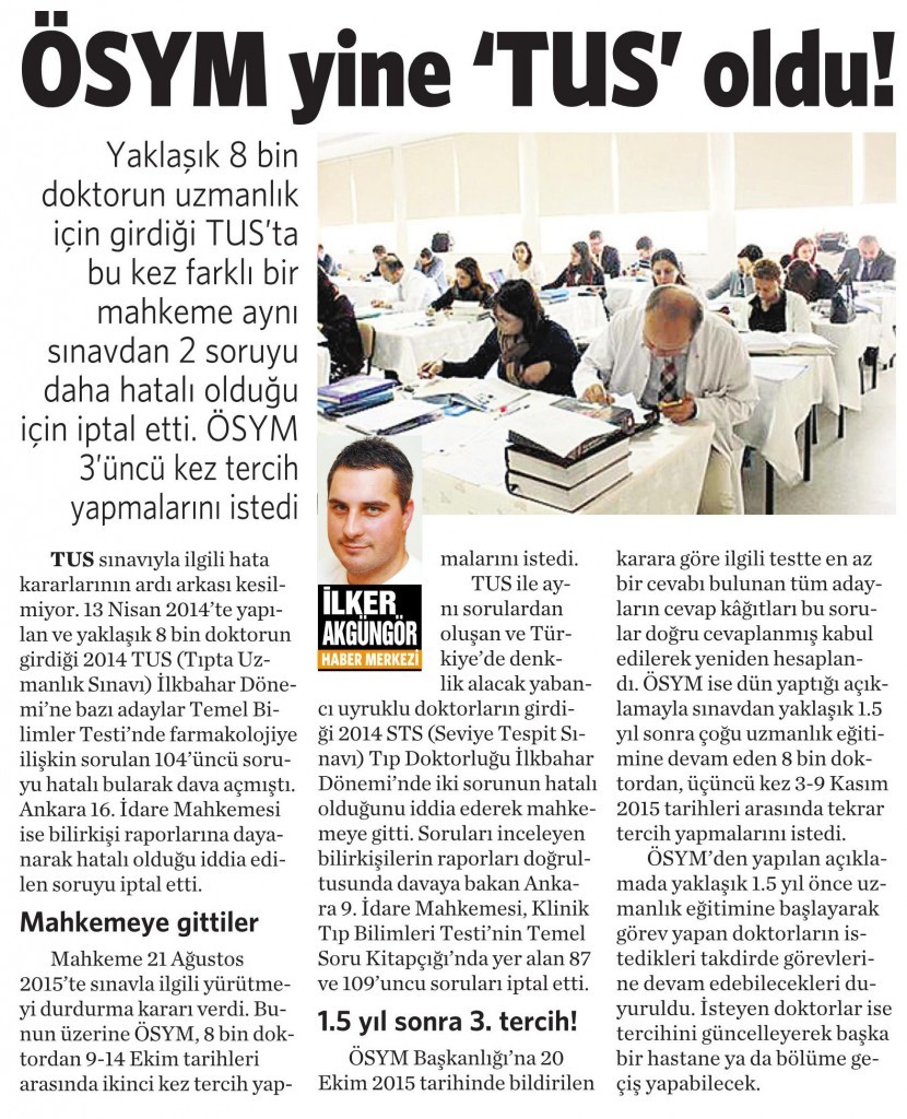 30 Ekim 2015 Vatan Gazetesi 7. sayfa