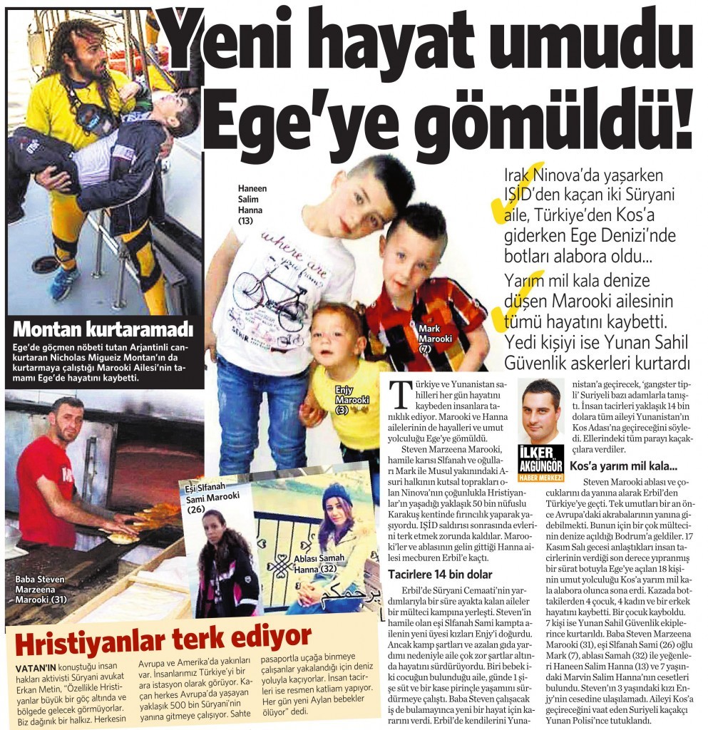 23 Kasım 2015 Vatan Gazetesi 12. sayfa