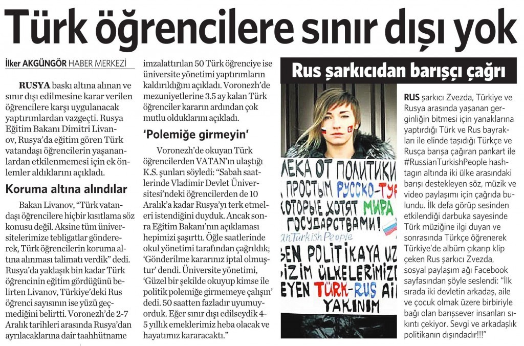 1 Aralık 2015 Vatan Gazetesi 12. sayfa