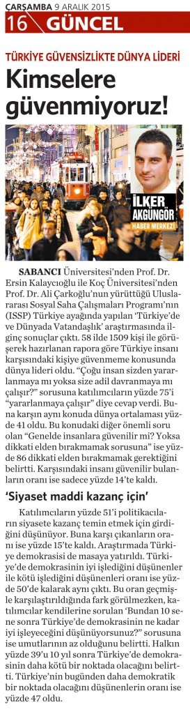 9 Aralık 2015 Vatan Gazetesi 16. sayfa