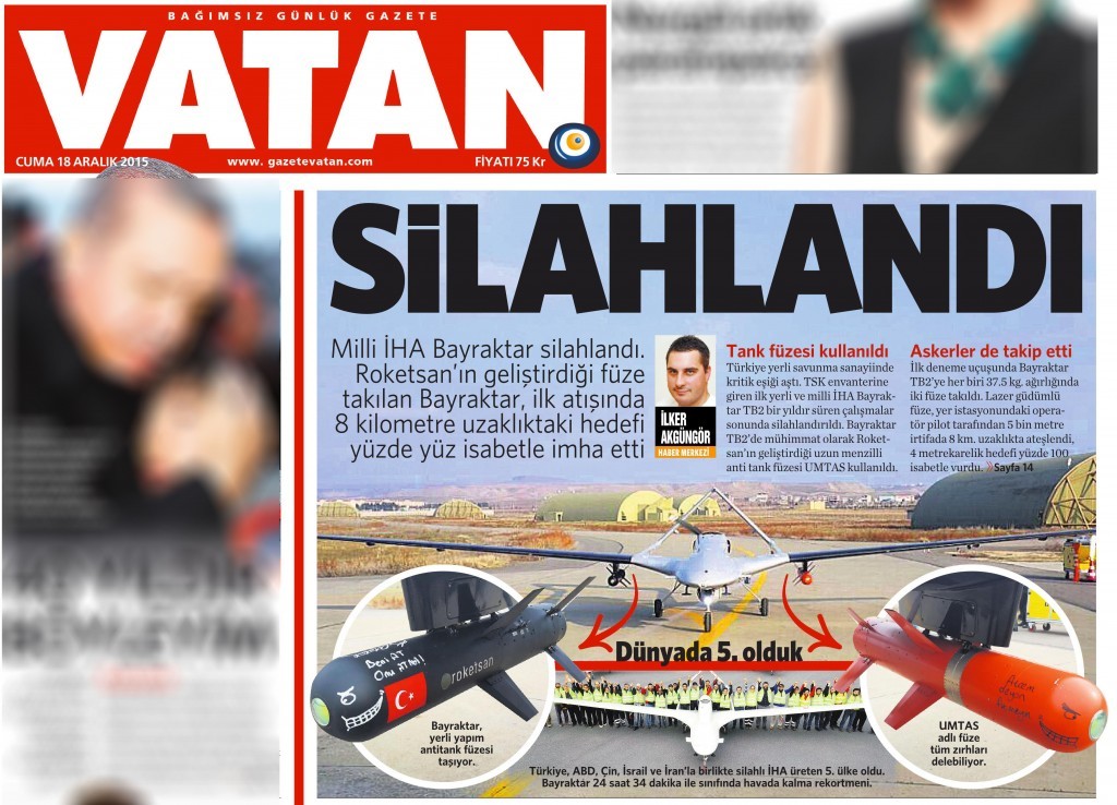 18 Aralık 2015 Vatan Gazetesi 1. sayfa