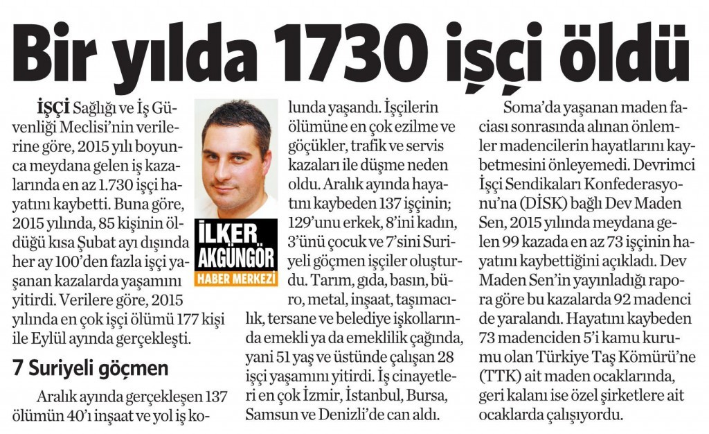 6 Ocak 2016 Vatan Gazetesi 11. sayfa