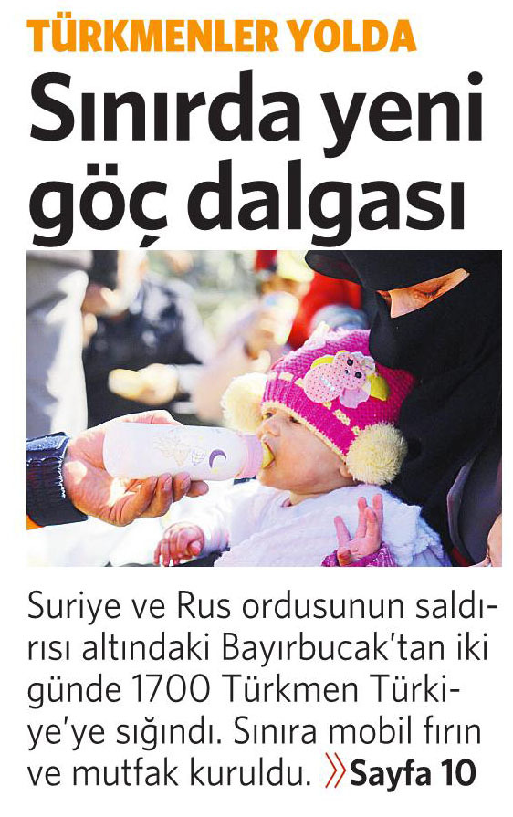 1 Şubat 2016 Vatan Gazetesi 1. sayfa