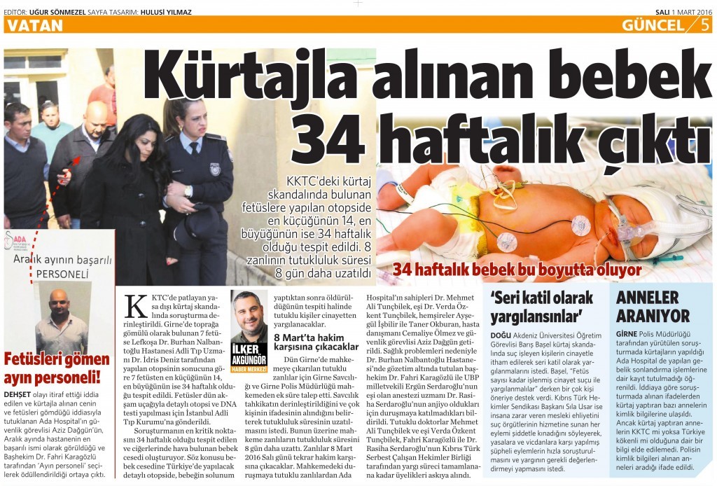 1 Mart 2016 Vatan Gazetesi 5. sayfa