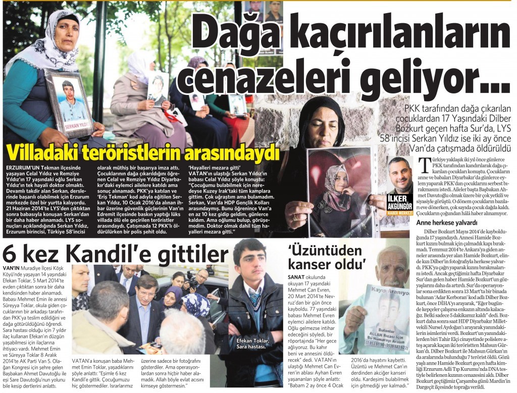 28 Mart 2016 Vatan Gazetesi 11. sayfa 