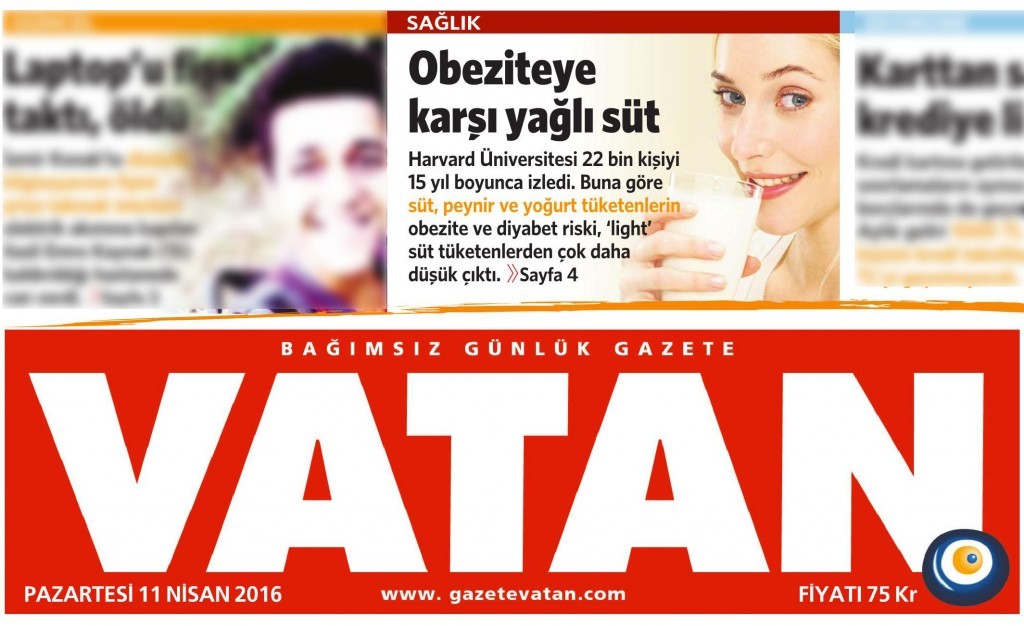 10 Nisan 2016 Vatan Gazetesi 1. sayfa 