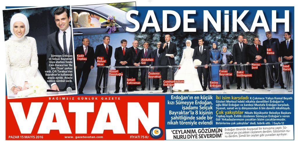 15 Mayıs 2016 Vatan Gazetesi 1. sayfa