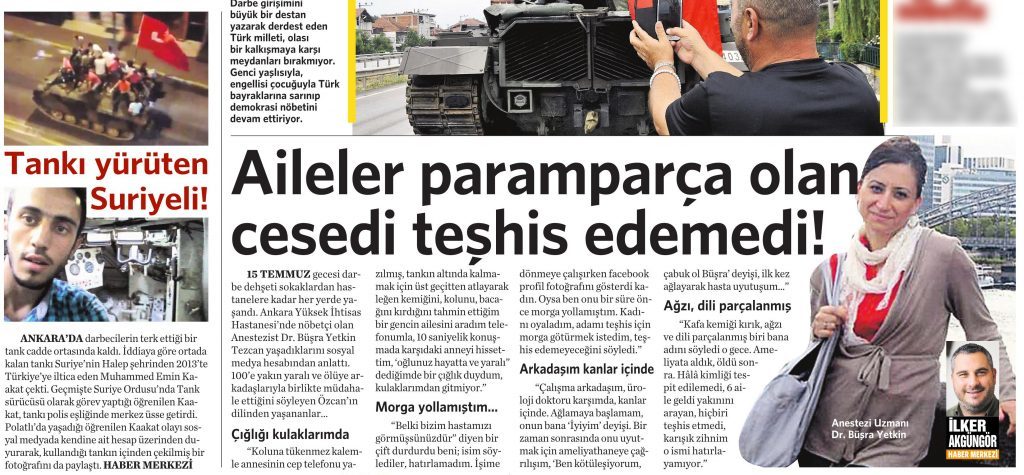 20 Temmuz 2016 Vatan Gazetesi 12. sayfa