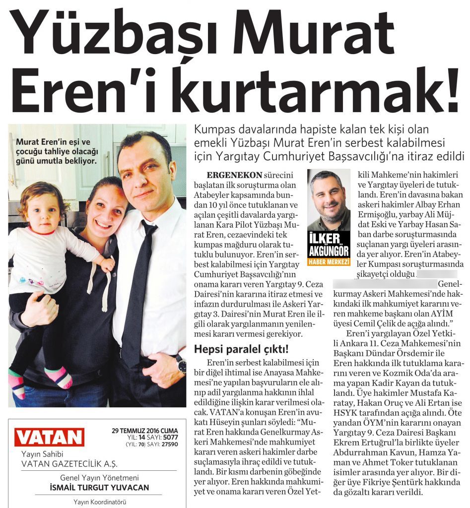 29 Temmuz 2016 Vatan Gazetesi 17. sayfa