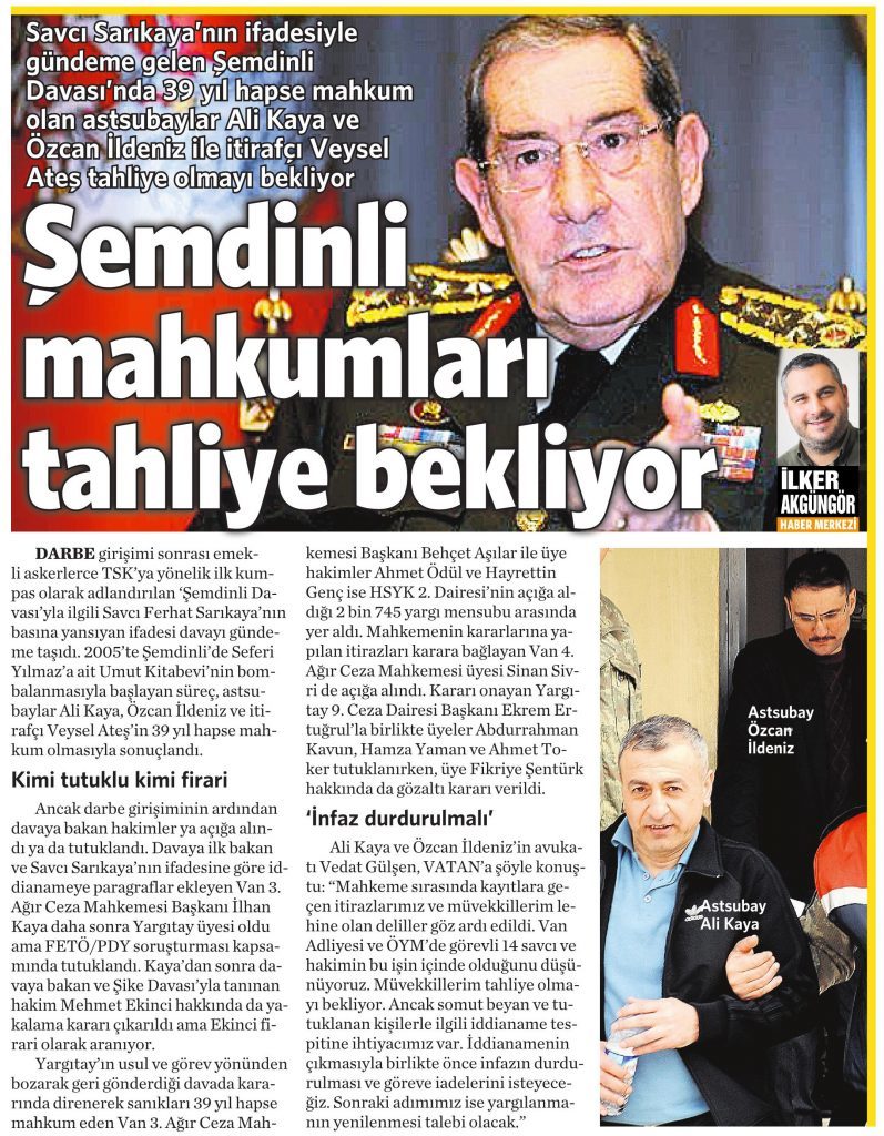 3 Ağustos 2016 Vatan Gazetesi 13. sayfa