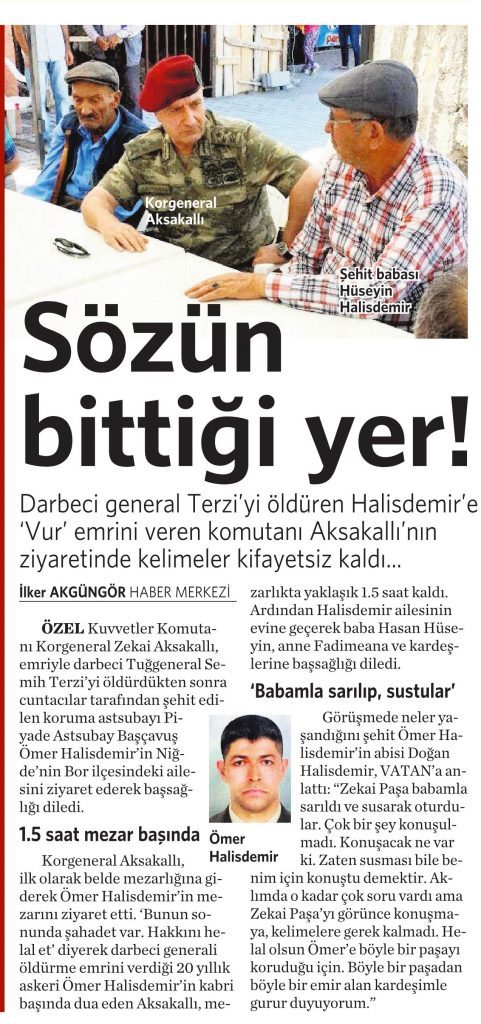 20 Ağustos 2016 Vatan Gazetesi 12. sayfa