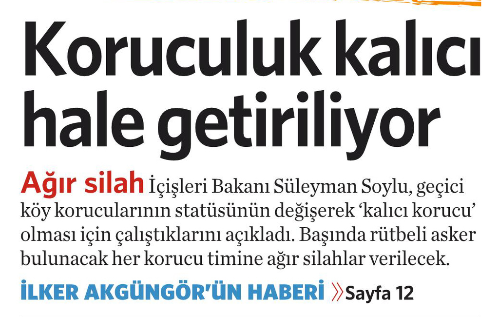 25 Eylül 2016 Vatan Gazetesi 1. sayfa