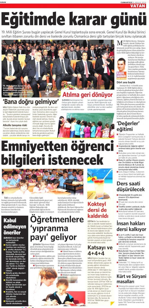 6 Aralık 2014 Vatan Gazetesi 18. sayfa