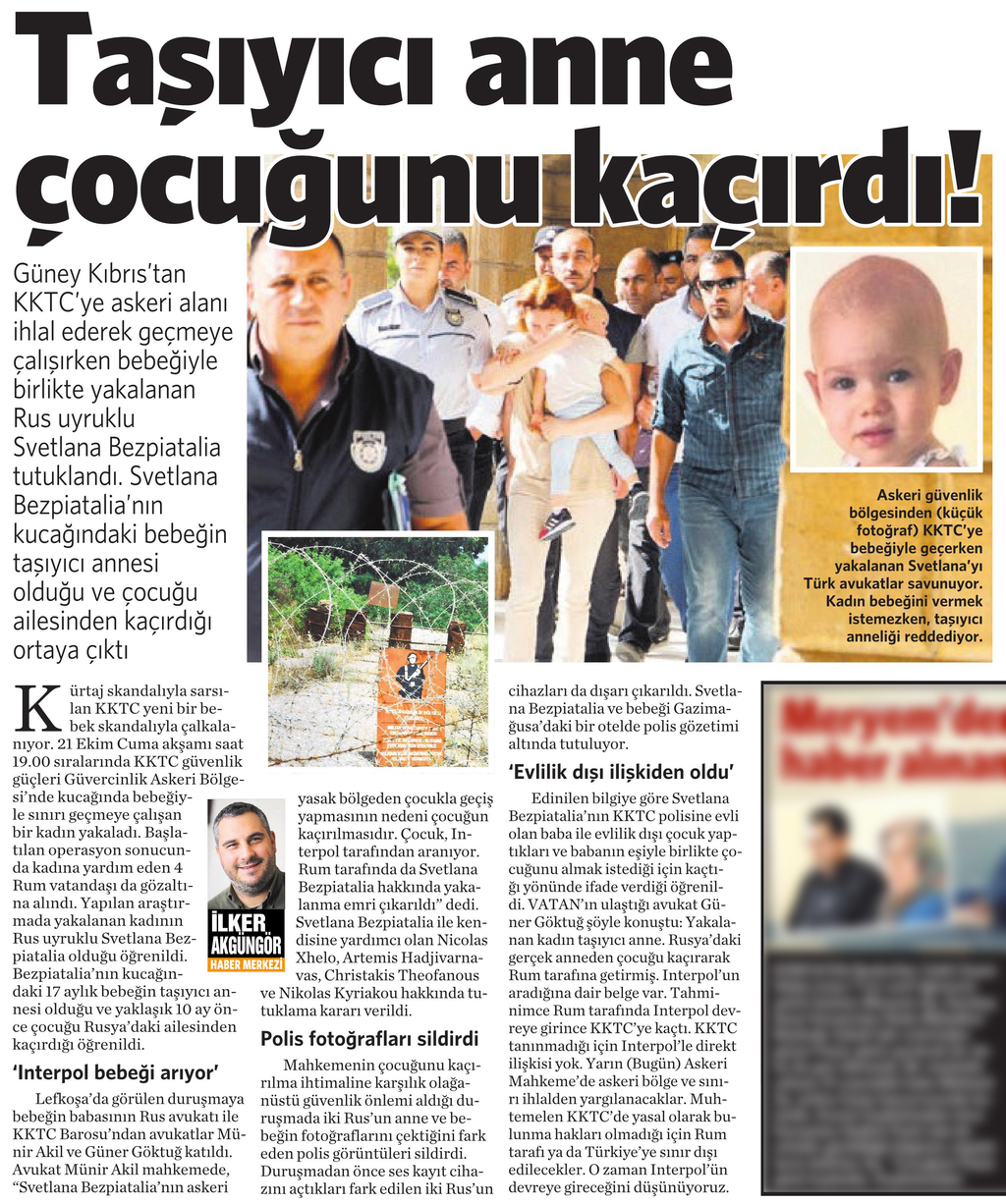 27 Ekim 2016 Vatan Gazetesi 11. sayfa