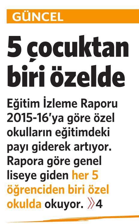 18 Kasım 2016 Vatan Gazetesi 1. sayfa