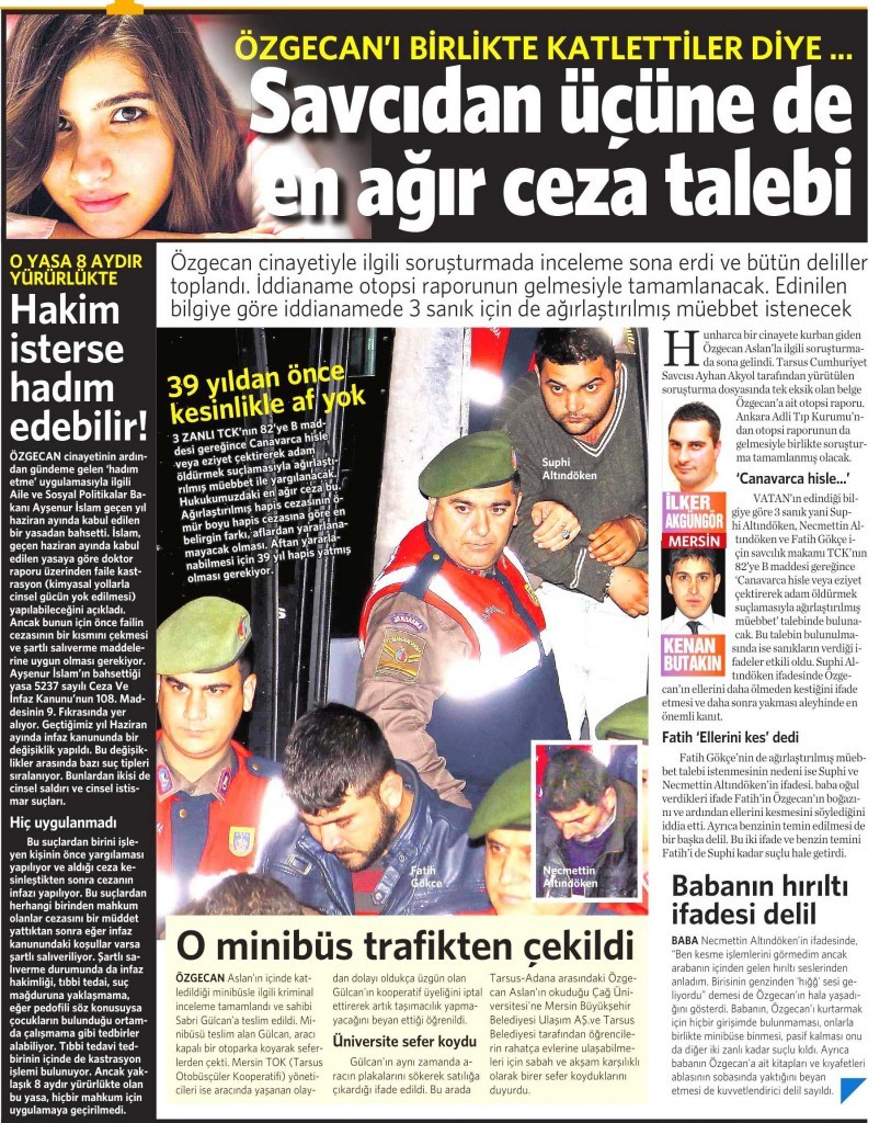 20 Şubat 2015 Vatan Gazetesi 12. sayfa